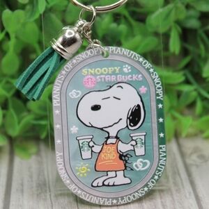 Starbucks Snoopy Keychain with Teal Tassel